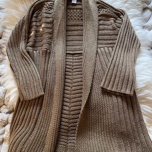 Chico's Golden Tan Cozy Ribbed Knit Cardigan